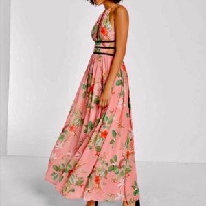 Express pink tropical floral maxi dress